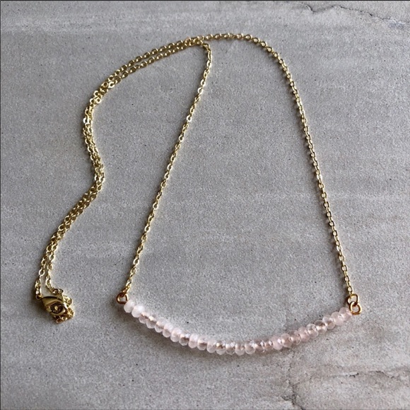Handmade Crystal Bar, 14k Gold Boho Necklace - Picture 5 of 5